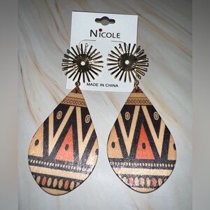 Nicole Tribal-Print Teardrop Statement Earrings